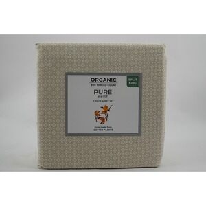 Earth Pure Organic 300 TC Split King Bed 7 Piece Sheets Set, Tan Lila